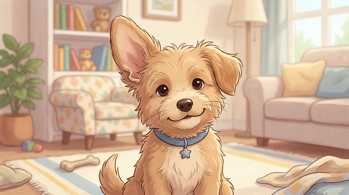 Illustration eines Hundekopfes mit Fokus auf die kleine Hauttasche am Ohrrand, die sogenannte Henry-Tasche.